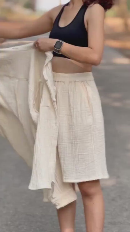 Womens Double Gauze Muslin Top and Shorts Set - Loungeware
