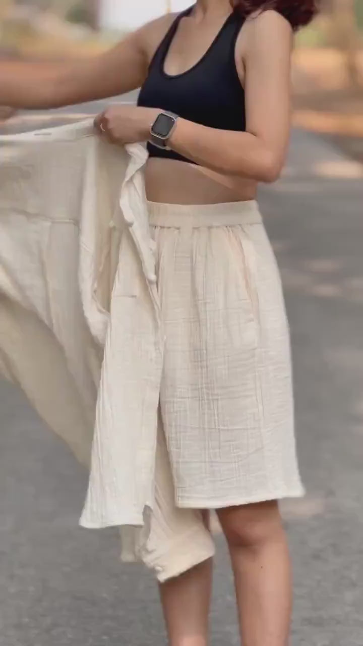 Womens Double Gauze Muslin Top and Shorts Set - Loungeware
