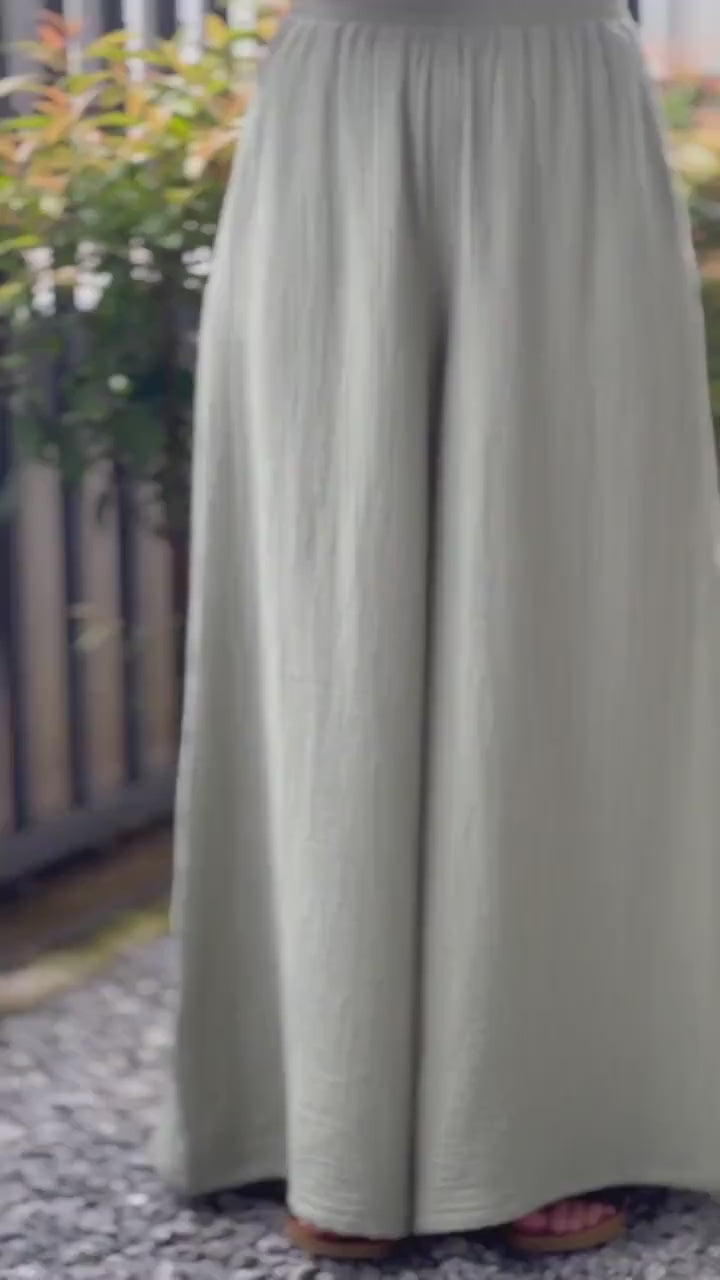 Gauze Muslin Pants |Cotton Pants |Wide Leg Pants | Muslin Maxi Pants | Loose Gauze Trousers Womens Double | Gauze Muslin Pants - Loungeware