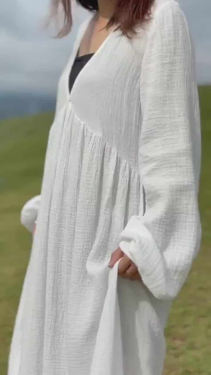Double Gauze Dress | Cotton Cottagecore Long Dress