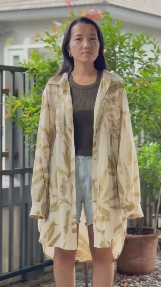 Eco-Printed Shirt Dress |  Relaxed Fit | Real Botanical Design