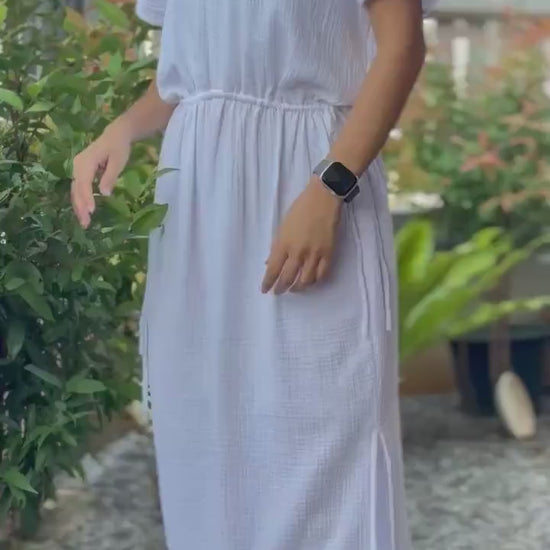 Soft Cotton Free Flowing Kaftan Dress in Double Gauze