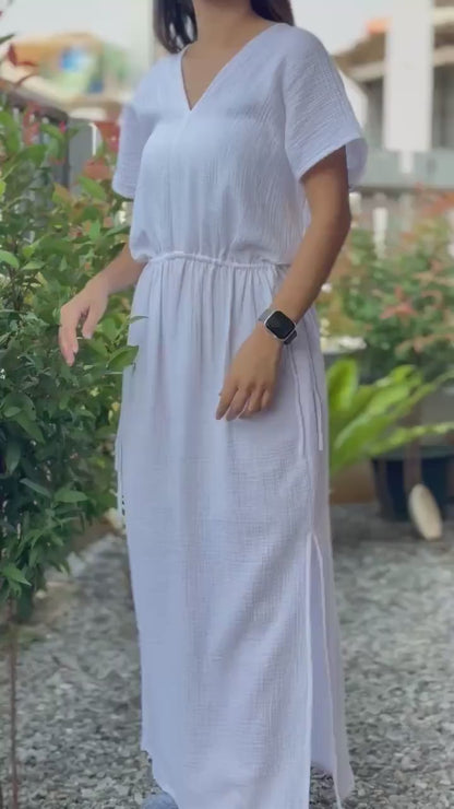 Soft Cotton Free Flowing Kaftan Dress in Double Gauze